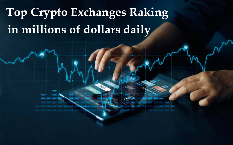 Top Crypto exchanges raking in millions of dollars daily